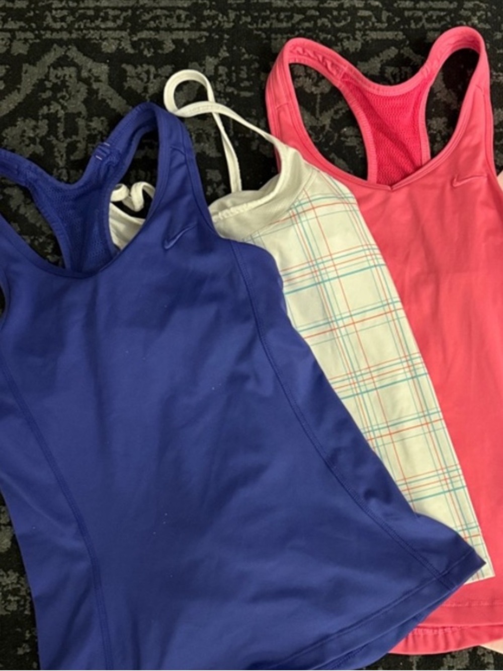 3 XS Women's athletic bra tanks. 2 Nike Dri-Fit, 1 OP
